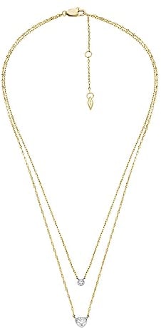 Fossil Sadie Damen-Edelstahl-Halskette mit Karabinerverschluss, Gold- und Silberton