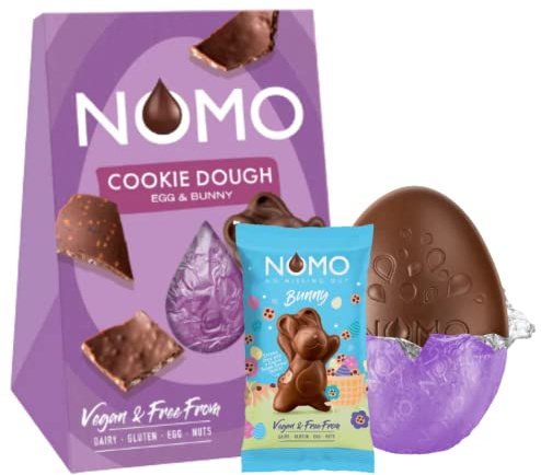 Nomo-Chocolate Vegan Easter Egg - Vegan Chocolate Bar and Bunny - Gluten Free, Nut Free, Dairy Free & Egg Free Easter Eggs (Cookie Dough)