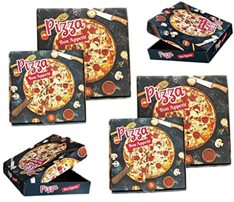 HOT BARGAINS Pack of 25flat 9 Cardboard Pizza Boxes: Strong, NewlyDesigned, Easy to Assemble and Recycle - Takesaway Ready