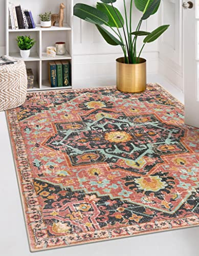 Lahome Tappeto in finta lana persiana morbido lavabile rosa caldo 5x7