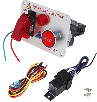 Riloer 12V 40A Set di pannello interruttore di accensione per auto da corsa universale con interruttore a levetta on/off pulsante motore con luce LED rossa