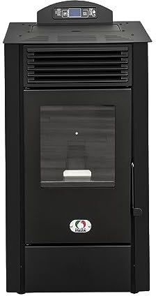 STUFE A PELLET ITALIA California 9 KW 5 Sterne | Pelletöfen Effizienz 92% Heizt 80m² Autonomie 20 Std. 5-Sterne-Zertifiziert Programmierbar 5 Kräfte Kompaktes Design 24 Monate Garantie Schwarz