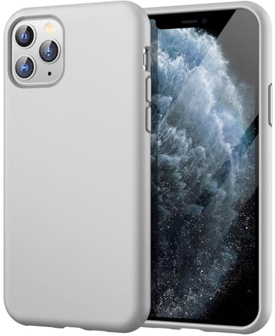 JETech Coque Silicone pour iPhone 11 Pro 5,8 Pouces, Protection Complète du Corps au Toucher Soyeux, Étui Housse Anti-Chocs Doublure Douce en Tissu Microfibre (Gris Clair)