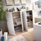 Dmora - 2-türiger Mehrzweckschrank Gaviola, multifunktionaler niedriger Schrank, Schuhschrank, 79 x 40 x 96 cm, Glänzendes Weiß und Eiche