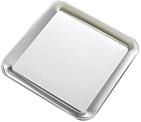 Bandeja para Servir de Acero Inoxidable, Plato Decorativo Cuadrado para Servir, Platos Espejados para Acampar, Barbacoa, Fiesta, Buffet, Servir Aperitivos(9x9inch)