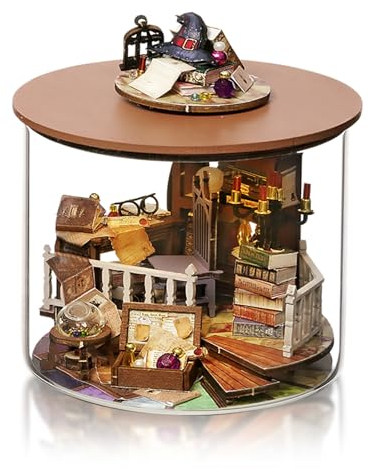 Cuteefun Miniature Casa delle Bambole, Fai da Te in Legno Dream Bottle Kit con la Copertura Antipolvere, Artigianato Artigianale per Adulti 1:100, Regalo, Chirstmas (Capanna Magica)