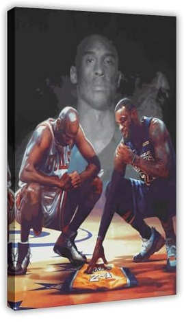 GeDiz Michael Jordan Kobe Bryant Lebron James Poster (2) Leinwand Poster Wandkunst Dekor Druck Bild Gemälde für Wohnzimmer Schlafzimmer Dekoration Rahmenstil 30 x 45 cm