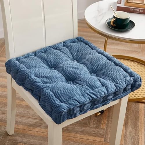 Sitzkissen Outdoor, 2er Set Stuhlkissen 50x50cm, Dicke Bodenkissen, Sitzpolster Outdoor für Bank und Gartenstuhl(Quadrat,Denim-Blau,50 x 50 cm)