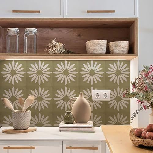Alwayspon Adesivi per piastrelle, 25 pezzi x 20 cm, marroni e bianchi, adesivi per piastrelle per bagno, cucina, paraspruzzi, in vinile, per pavimenti e pareti