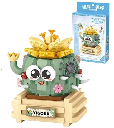 Kaktus Bausteine Bausatz, 450 Klemmbausteine Mini Bonsai Bauchiger Bausteine, Kreatives Künstliche Blumen Bauset, Botanik Kollektion Bauspielzeugsets Kunstpflanzen, Geschenk für Erwachsene Teenager
