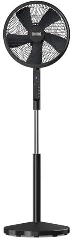 BLACK+DECKER - Ventilatore BXEFP51E | 55W | 3 Velocità | 3 Modalità: Naturale, Brezza, Notte | Altezza Regolabile 113-137cm | Funzione Oscillante | Schermo LED | Basso Consumo Energetico | Silenzioso