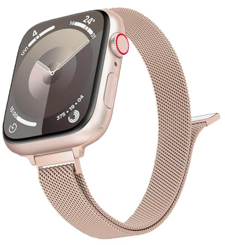 Cinturini Compatibile con Cinturino Apple Watch 40mm 41mm 38mm 44mm 45mm 49mm 42mm 46mm iWatch Donna Uomo,Band Sottile Maglia Milanese Acciaio Inossidabile per Apple Watch Serie 10 9 8 7 6 Ultra2 SE