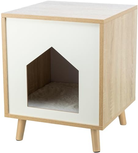Trixie Isa Indoor Cat Condo, Modern Cat Bed Side Table & Nightstand, Cat Hideaway Cave with Cozy Cushion