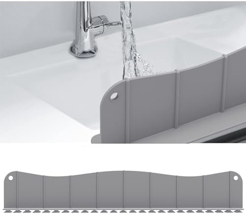 BTBHIHO Premium Silicone Kitchen Sink Water Splash Guard 20, Sink Backsplash Guard With Suction Cups Kitchen Sink And Island Sink Splash Guard, Splash Guard for Kitchen Sink Area