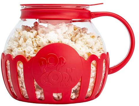 GkgWuxf 2.25 Quart Microwave Popcorn Bowl Popcorn Maker Microwave Bowl Silicone Microwave Hot Air Popcorn Popper Bowl Borosilicate Glass BPA Free With Lid Dishwasher Safe