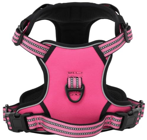 vidaXL Hundegeschirr, Brustgeschirr mit Leine Halsband, Sicherheitsgeschirr Reflektierend Verstellbar, Haustiergeschirr, Rosa XL Polyester