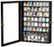 Tcatec Schnapsglasvitrine mit abnehmbaren Regalen, Schnapsglasregal aus Holz mit eingebautem Mirro, Wandmontage, Barschrank, Schnapsglasregal, Schwarz