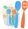 Cuchara bebe aprendizaje en 2 etapas para vajilla bebe-Juego de cubiertos bebe con 2 precucharas bebe blw de silicona-Recomendada por nutricionistas y Expertos Baby Led Weaning-Alimentacion autoguiada