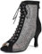 HROYL Scarpe da Ballo Donna Punta Aperta Stivali da Ballo Latino Salsa Bachata con Strass DS7180-Nero-8.5cm-S,EU 38