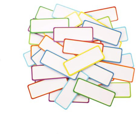 Magnetic Dry Erase Labels,30 Pcs Name Plate Tags Flexible Reusable Magnetic Label Stickers Writable Magnet Sheets Blank for Whiteboards Locker Refrigerator Shelving School Bus,Classroom(Random Color)