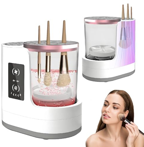 Nuova Macchina Lavapennelli per Trucco 2026, Abnaok 3 in 1 Pulitore e Asciugatore Elettrico per Pennelli da Trucco per Donne, Pulitore Automatico per Pennelli da Trucco, Adatto per Tutti i Tipi di