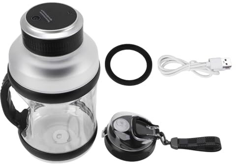 Grcfumo 2L Sport Portable Blender, Travel Sports Personal Juice Blender, Double Cap Athletes Bottle Blender for Shakes Smoothies (Black)