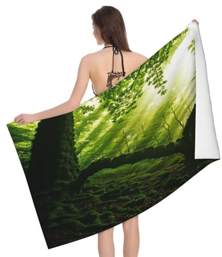 Mikrofaser Strandtuch Die Bäume 70x150 cm, 3D Dschungel Themenkollektion Badetuch für Erwachsene Weiches Leicht Handtuch Schnelltrocknend Sandfreies Strandhandtuch