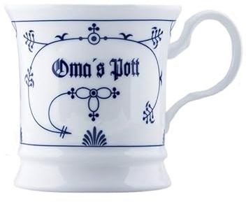 Buddel-Bini Oma's Pott hoch Indisch Blau Kaffeebecher Ebbe und Flut