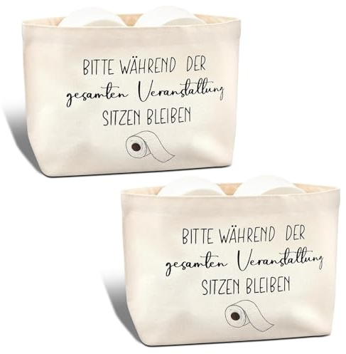 Witzige Toilettenpapier Aufbewahrung, 2 pcs Klopapier Aufbewahrung Toilettenpapier Aufbewahrungsbeutel Toilettenpapierhalter Korb Lustig Badezimmer Toilette Klo Deko(Sitzen bleiben) Funny Toilet Paper