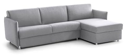 Talamo Italia - Sofa mit Halbinsel Ubalda, Ecksofa für Wohnzimmer, gepolstert, Abnehmbarer Bezug, 100% Made in Italy-Qualität, 260x160 h90 cm, Grau