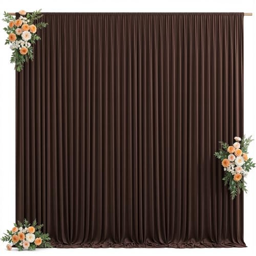 3 x 3 m brauner Hintergrund Vorhang für Hochzeitsfeiern, faltenfreier Stoff, braune Vorhänge, Hintergrunddekoration für Babyparty, Geburtstag, Fotografie, Dekoration, 2 Paneele, 1,5 m x 3 m