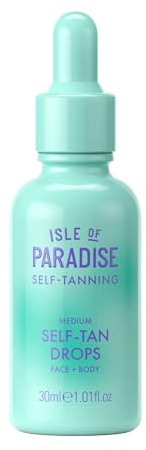 Isle of Paradise Self Tanning Face & Body Drops - Medium - Brightens & Evens Skin Tone - Self Tanner Drops for Bronzed & Glowing Skin - Vegan and Cruelty Free - 30ml