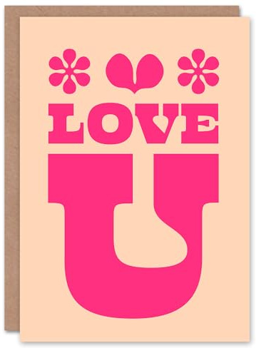Artery8 Love U Simple Minimal Retro Style Anniversary Card