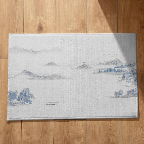 EHOMERY Zerbino da Esterno Super Assorbente Tappeto Vasca Bagno Lungo Pittura Cinese Feng Shui Stretto Tappetino Antiscivolo Lavabile Lavatrice 45x75cm