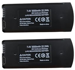 V198 GPS Drone Battery 3000mAh 7.4V Li-ion Pack With 22.2Wh Energy, Replacement For V198 MAX PRO 8K RC Quadcopter(2pcs)
