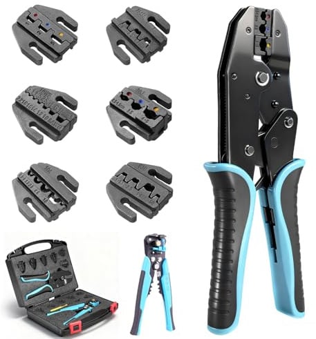 Bellanny Crimpzange Set mit Abisolierzangen, Crimpzange Kabelschuhe, Aderendhülsenzange - [0,25-10mm²] - Kabelschuhzange, Presszange, Flachstecker, Krimpzange für Auto, Elektroinstallation, Heimwerker