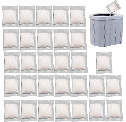 Portable Toilet Gel 30pcs Super Absorbent Powder Travel Commode Accessories | Toilet Accessory Kit For Camping, Fishing, Hiking Travel Toilets For Adults & Children