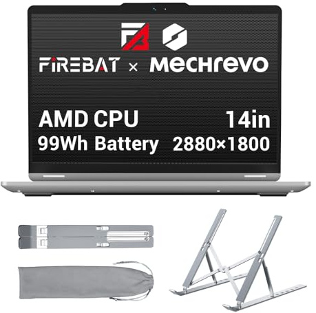Ordenador portátil, pantalla QHD+ de 14 con resolución 2880 x 1800, AMD Ryzen 7 H255 (8 núcleos/16 hilos, hasta 4,9 GHz)32GB RAM LPDDR5 SSD 1TB(ampliable hasta 8 TB) lector de huellas dactilares,gris