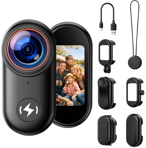 CAMWORLD 4K Mini Body Camera, WiFi Thumb Action Camera with 64GB Card, 1.47'' Wearable POV Camera Magnetic Mount Portable Vlogging Camera for TikTok YouTube