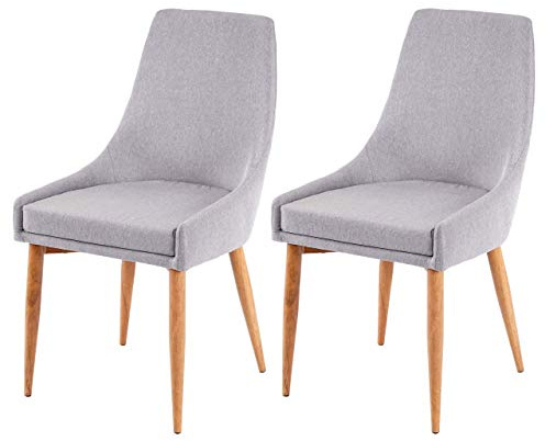 Mendler 2er-Set Esszimmerstuhl HWC-B44 II - Stoff/Textil grau