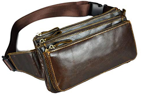 Leder Bauchtasche Gürteltasche für Männer Frauen Outdoor Reisen Jagd Wandern Camping Hüfte Gürtel Handy Geldbörse Brieftasche Tasche #05kaffee