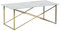 Beliani Couchtisch Marmor Optik Weiß und Gold Edelstahlgestell Gold 100 x 50 cm Glamour Wohnzimmer Kaffetisch Emporia