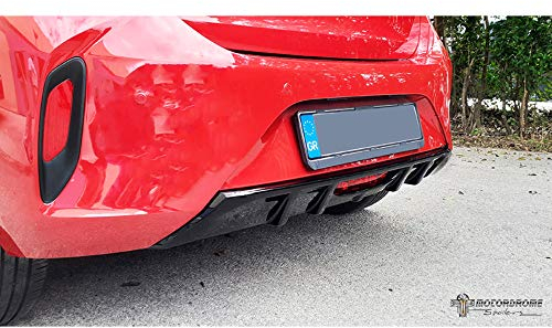 Motordrome Heckschürzenansatz (Diffuser) kompatibel mit Opel Corsa F GS-Line 2019- (mit Einzelauspuff) (ABS)