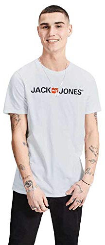 Jack & Jones Men's Jjecorp Logo Tee Crew Neck Noos Ps T Shirt, White, 6XL Plus UK