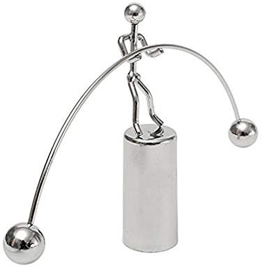 LIJUCAI Pendulum Cradle Men Iron Man Ball Crafts Tumbler Desk Toy Metal Figurines Decor Home Decoration Accessories,Light Grey,S