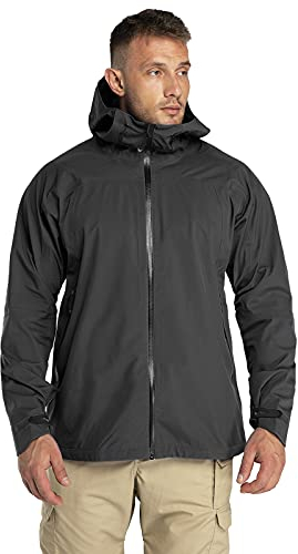 33,000ft Herren Regenjacke Leichte Softshelljacke Wasserdichte Winddichte Outdoorjacken Atmungsaktive Wanderjacke Funktionsjacke für Trekking Wandern Camping, Schwarz S