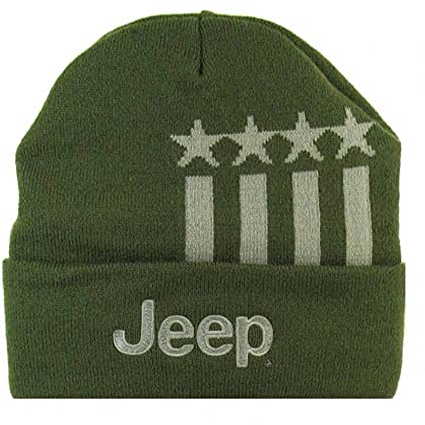 Jeep Stars and Stripes Flip-Strickmütze für Herren oder Damen, Militärgrün