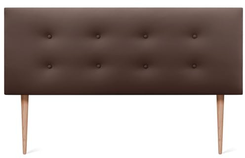 DHOME Tête de lit en Similicuir ou en Tissu AQUALINE Pro avec 2 rangées de Boutons et de Pieds Tête de lit de Luxe rembourrée (160x105cm avec Pieds (Lits 150/160), Similicuir Chocolat)