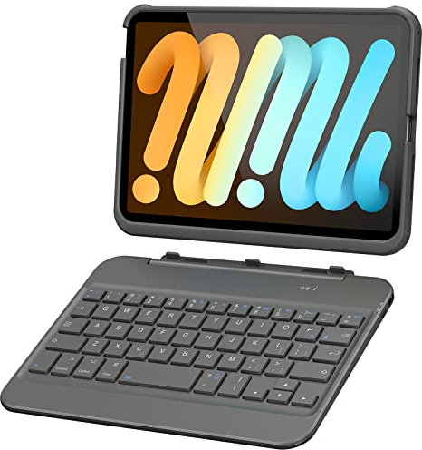GreenLaw Keyboard Case for iPad Mini 7 8.3 inch 2024, Magnetic Detachable, Bluetooth Wireless, Silicone+ABS Case, Type-C Rechargeable Keyboard for iPad Mini 7/6 8.3 inch, Grey