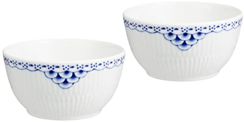 Royal Copenhagen Princess Schalen-Set 2 Stück aus Porzellan in der Farbe Weiß-Blau 15cl, Maße: 8,5cm x 8,5cm x 4,5cm, 1028388